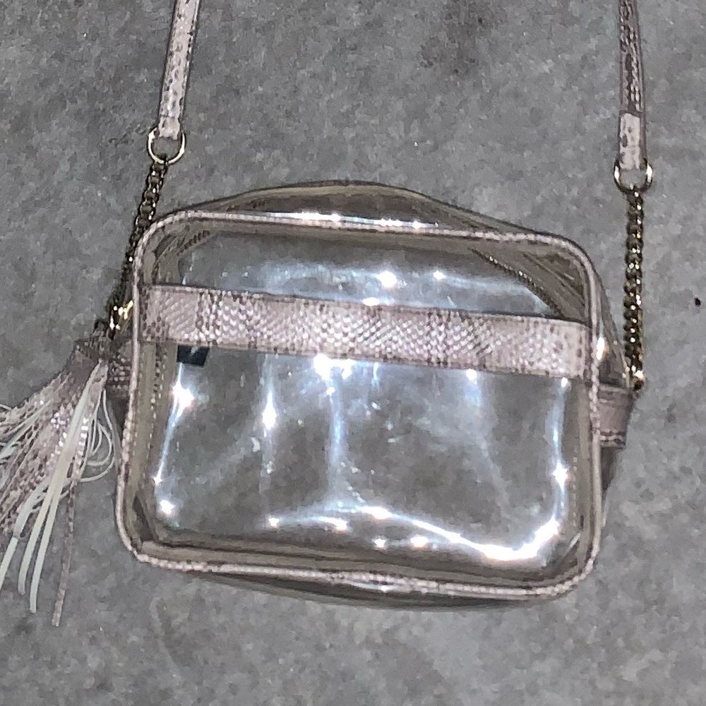 Boutique clear stadium sports venue purse crossbody faux animal print tassel